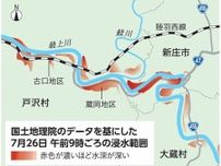 鮭川流量急増で最上川氾濫か　記録的大雨、戸沢・蔵岡の浸水被害