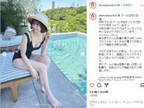 篠田麻里子、黒の水着姿で美ボディショット公開！「肌キレイ」「スタイルめっちゃ良い」