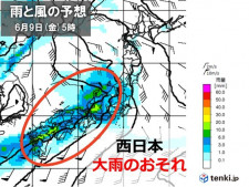 8～9日頃　再び西日本で大雨か